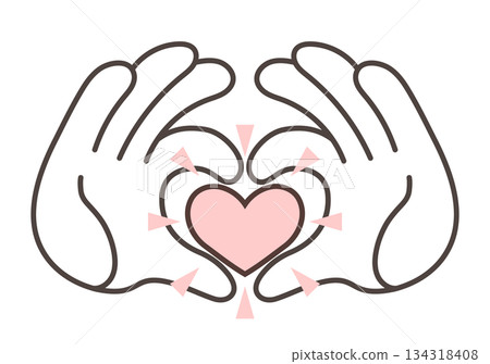 Illustration of two hands making a heart 134318408
