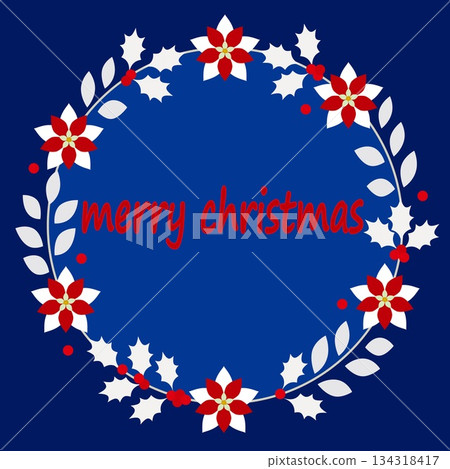 聖誕快樂相框花圈一品紅冬青 134318417