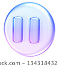 Translucent pause control icon with smooth glassmorphism effects and gentle gradient colors. Ideal for modern media players, UI systems, and digital control interfaces 134318432