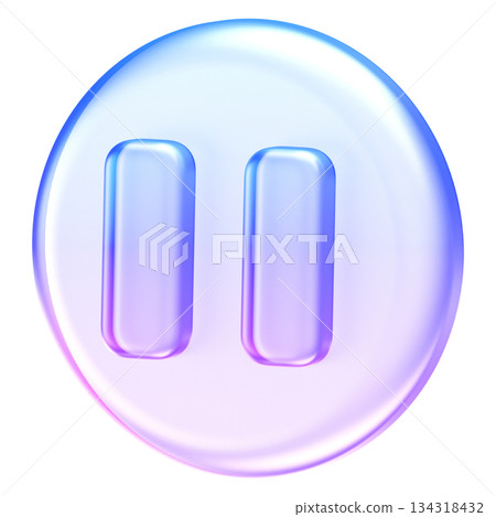 Translucent pause control icon with smooth glassmorphism effects and gentle gradient colors. Ideal for modern media players, UI systems, and digital control interfaces Translucent pause control icon with smooth glassmorphism effects and gentle gradient colors. Ideal for modern media players, UI systems, and digital control interfaces 134318432