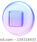 Clean translucent stop icon rendered in glassmorphism style with soft gradients. Suitable for media controls, playback interfaces, and modern digital UI designs 134318433