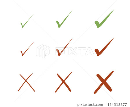 手繪勾號和叉號圖示集 134318877