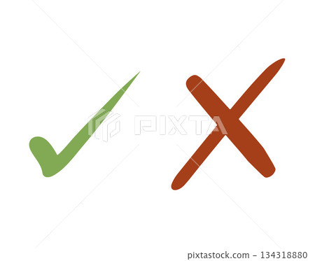 手繪勾號和叉號圖示集 134318880