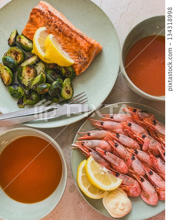 美味的海鮮菜餚 134318998