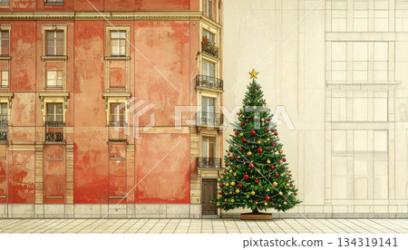 Background image with Christmas trees 134319141