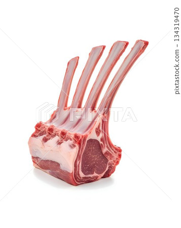 Raw Rack of Lamb Isolated on White Background-插圖素材 [134319470] - PIXTA圖庫
