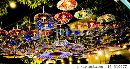 beautiful views of umbrellas to beautify the outdoors 134319677