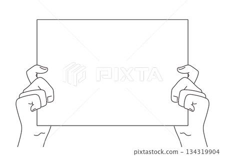 Illustration material of a board and a hand holding it 134319904