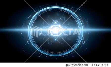 A stunning illustration of atomic structure and energy, featuring a glowing central core. The design symbolizes scientific discovery and technological advancement. A stunning illustration of atomic structure and energy, featuring a glowing central core. The design symbolizes scientific discovery and technological advancement. 134319911