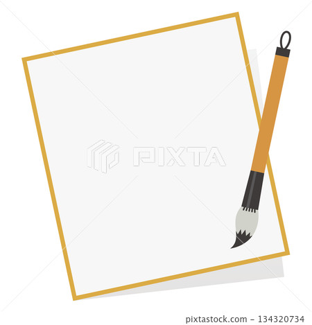 A simple frame of brushes and colored paper. Japanese style vector illustration material. A simple frame of brushes and colored paper. Japanese style vector illustration material. 134320734