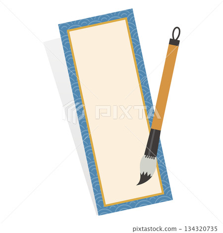 Brush and tanzaku simple frame Japanese style vector illustration material Brush and tanzaku simple frame Japanese style vector illustration material 134320735