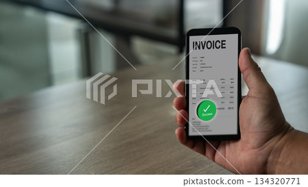 Business Man Checklist billing payment successful message pop up with banking online bill payment digital invoices business invoice, financial Business Man Checklist billing payment successful message pop up with banking online bill payment digital invoices business invoice, financial 134320771