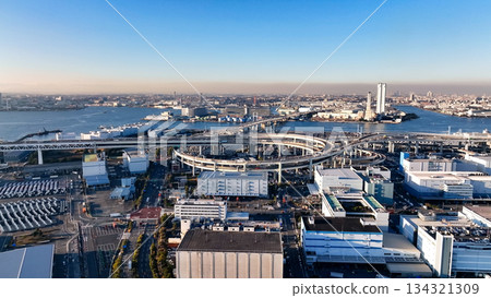 無人機鳥瞰港口城市 134321309