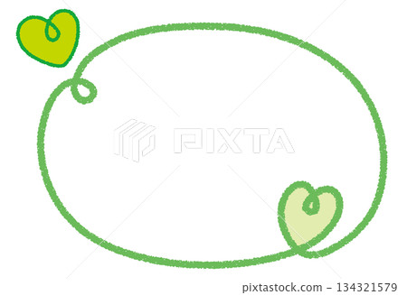 Crayon Line Curly Heart Frame/Green Crayon Line Curly Heart Frame/Green 134321579