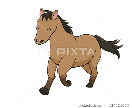 Smiling horse running 134321623