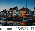 Nyhavn in Copenhagen at dusk 134323143