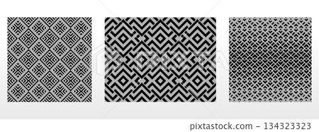 Geometric set of seamless black and gray patterns. Simple vector graphics 134323323