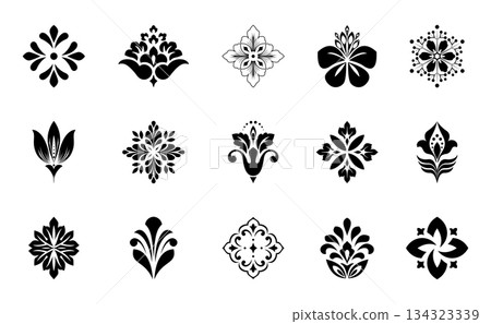 Flower icons set. Isolated elements for design. Vector graphics. Flower collection Flower icons set. Isolated elements for design. Vector graphics. Flower collection 134323339