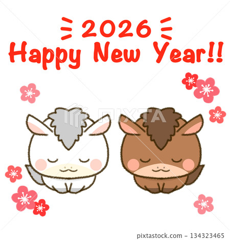 馬年賀年卡素材:兩匹鞠躬的馬 馬年賀年卡素材:兩匹鞠躬的馬 134323465
