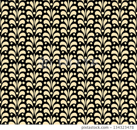 Flower geometric pattern. Seamless vector background. Golden and black ornament 134323478