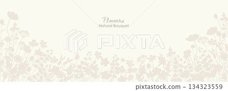 自然別緻的花朵剪影背景插圖 自然別緻的花朵剪影背景插圖 134323559