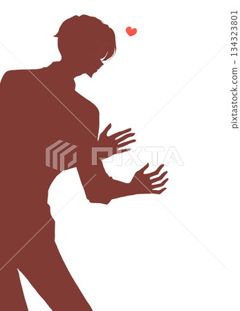 張開雙臂的男人,愛,剪影 張開雙臂的男人,愛,剪影 134323801
