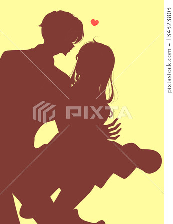 Man and woman approaching with open arms, love, silhouette Man and woman approaching with open arms, love, silhouette 134323803