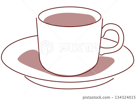 一個簡單的咖啡杯碟淺色插圖 134324015