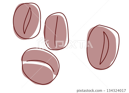 簡單的咖啡豆淺色插圖 134324017