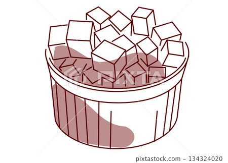 簡單的淺色插圖，描繪了方糖和燉鍋 134324020