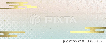 Japanese pattern golden cloud pattern background illustration horizontal Japanese pattern golden cloud pattern background illustration horizontal 134324136