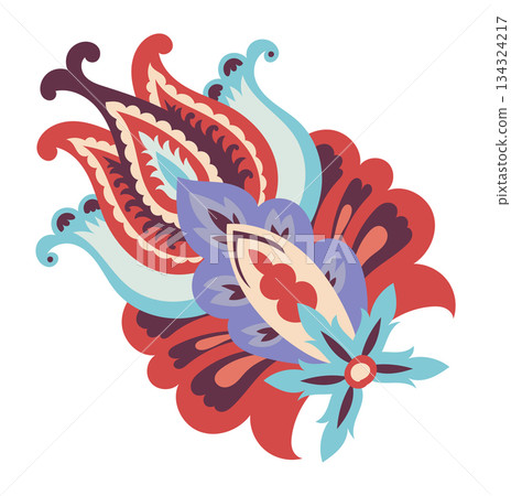 Layered Paisley Folk Blossom vector Layered Paisley Folk Blossom vector 134324217
