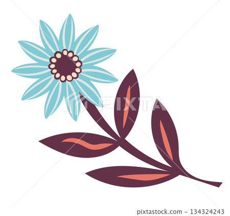 Playful Blue Folk Daisy Branch 134324243