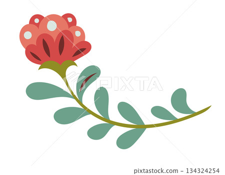 Minimal Folk Red Flower Stem Minimal Folk Red Flower Stem 134324254