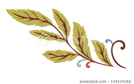 Folk Ornamental Leaves Branch vector 134324268