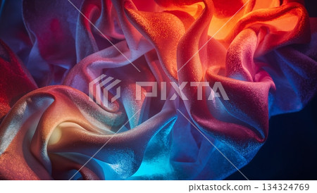A colorful piece of fabric with a blue and red swirl A colorful piece of fabric with a blue and red swirl 134324769