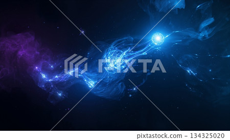 A blue and purple galaxy with a bright blue star 134325020