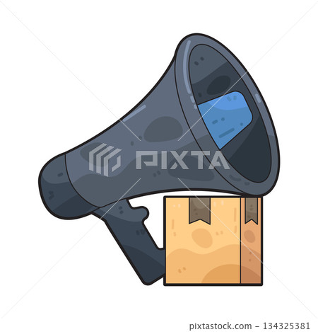 illustration of Package Box with Megaphone illustration of Package Box with Megaphone 134325381