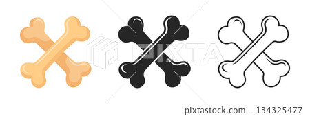 Dog bone icon in flat style. Animal cookie vector illustration on isolated background. Skeleton bones sign business concept. Dog bone icon in flat style. Animal cookie vector illustration on isolated background. Skeleton bones sign business concept. 134325477
