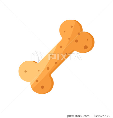 Dog bone icon in flat style. Animal cookie vector illustration on isolated background. Skeleton bones sign business concept. 134325479