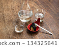 A simple chilled sake set of unpasteurized sake and pickles A simple chilled sake set of unpasteurized sake and pickles 134325641