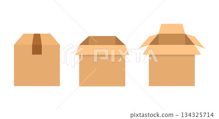 Cardboard box icon in flat style. Package vector illustration on isolated background. Carton container sign business concept. Cardboard box icon in flat style. Package vector illustration on isolated background. Carton container sign business concept. 134325714