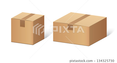 Cardboard box icon in flat style. Package vector illustration on isolated background. Carton container sign business concept. Cardboard box icon in flat style. Package vector illustration on isolated background. Carton container sign business concept. 134325730