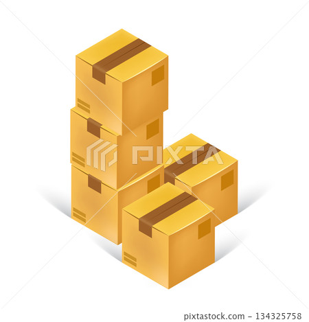 Cardboard box icon in flat style. Package vector illustration on isolated background. Carton container sign business concept. Cardboard box icon in flat style. Package vector illustration on isolated background. Carton container sign business concept. 134325758