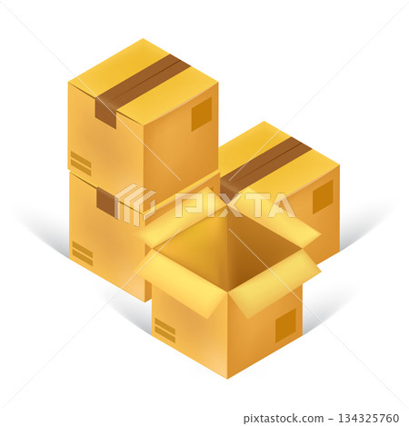 Cardboard box icon in flat style. Package vector illustration on isolated background. Carton container sign business concept. 134325760