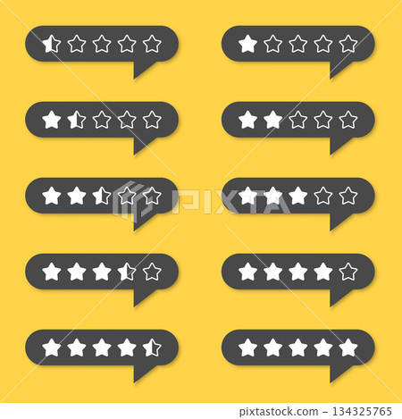 Five star rating icon set collection in flat style. Customer product rating vector illustration on isolated background. Feedback sign business concept. 134325765