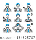 Icon set of various facial expressions of businessmen 134325787