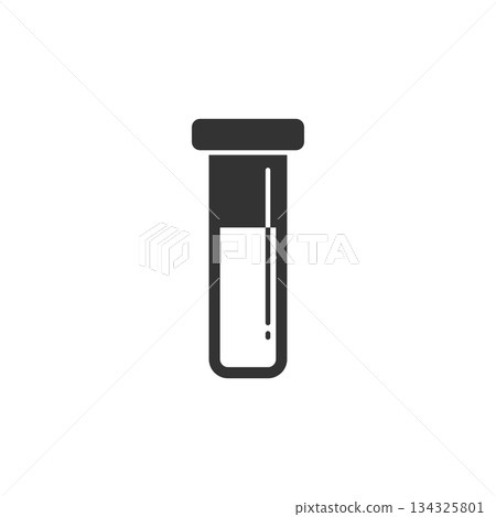 Blood in test tube icon in flat style. Laboratory flask vector illustration on isolated background. Liquid in beaker sign business concept. 134325801