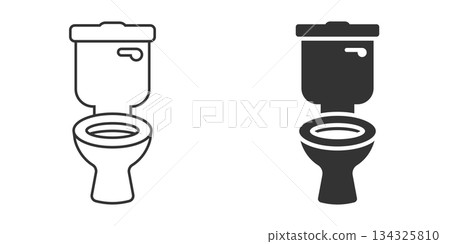 Toilet bowl icon in flat style. Hygiene vector illustration on isolated background. WC restroom sign business concept. Toilet bowl icon in flat style. Hygiene vector illustration on isolated background. WC restroom sign business concept. 134325810
