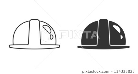Construction helmet icon in flat style. Safety cap vector illustration on isolated background. Worker hat sign business concept. Construction helmet icon in flat style. Safety cap vector illustration on isolated background. Worker hat sign business concept. 134325823
